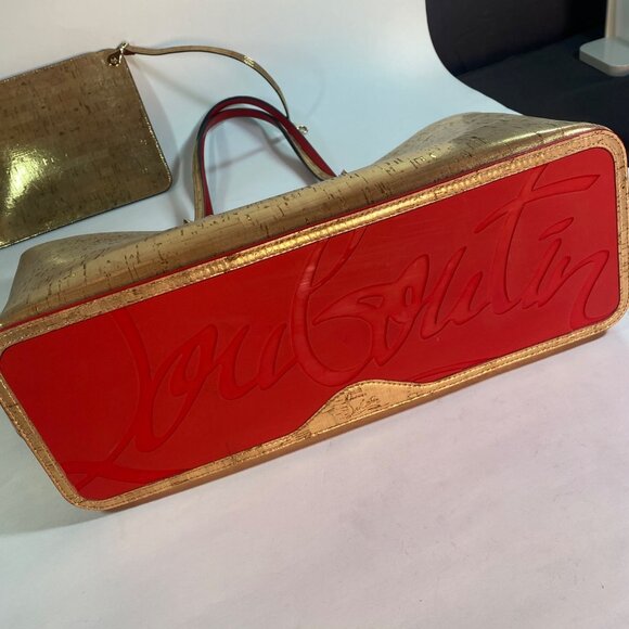 Christian Louboutin Cabata Liege Pepite Metallic Cork Tote and Wallet Pouch - Picture 6 of 10